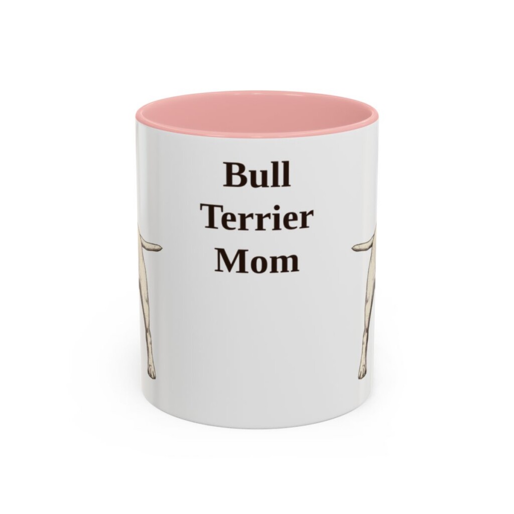 11oz Bull Terrier Dog Mom Mug, Pink, front view