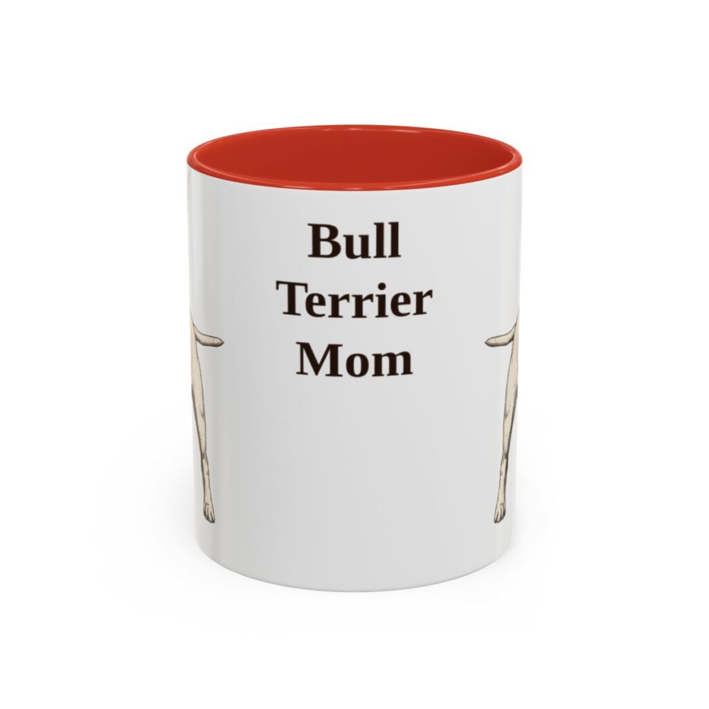 11oz Bull Terrier Dog Mom Mug, Red, front view
