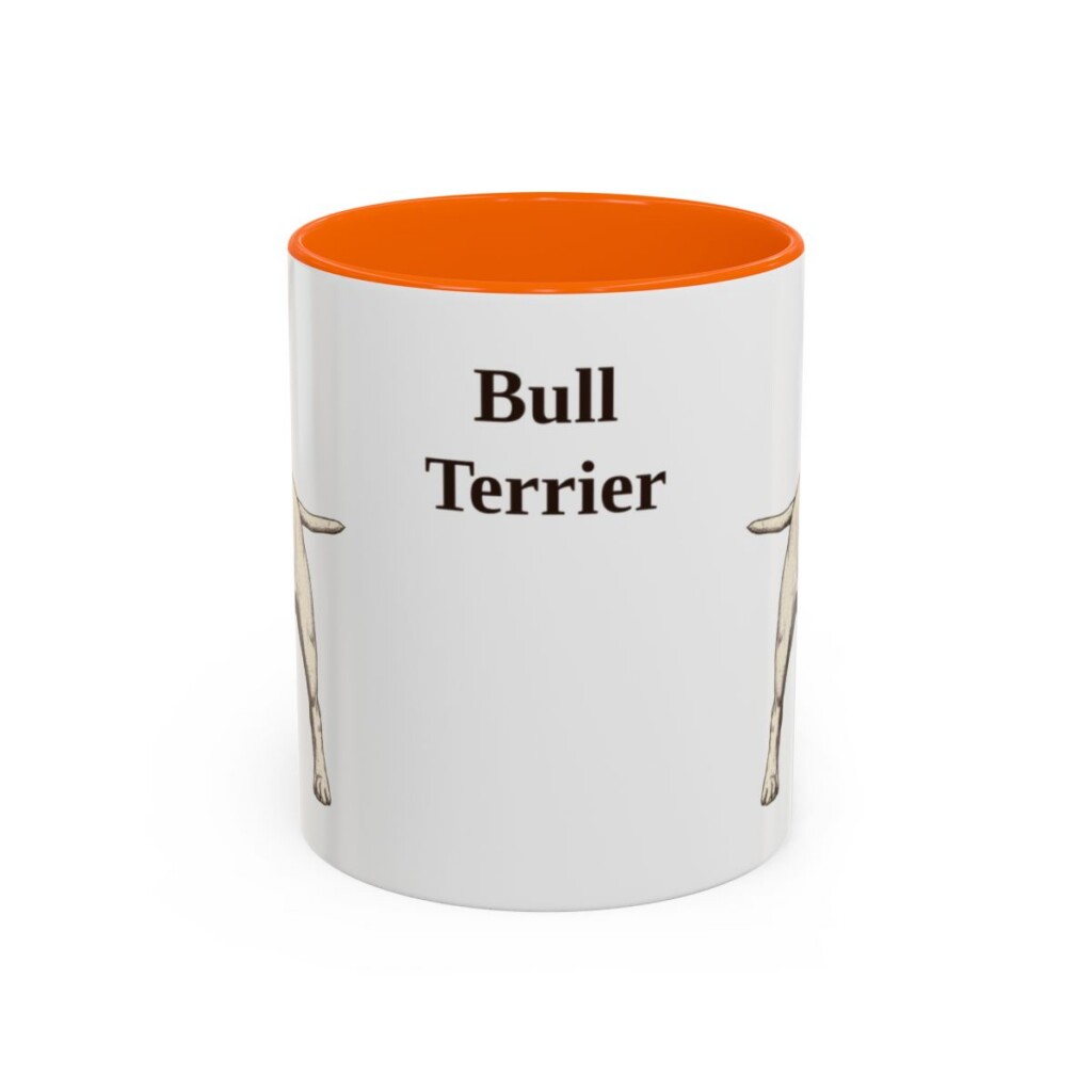 11oz Bull Terrier Mug, Orange, front view