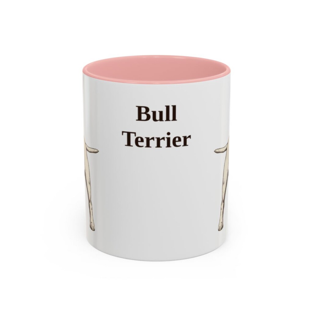 11oz Bull Terrier Mug, Pink, front view