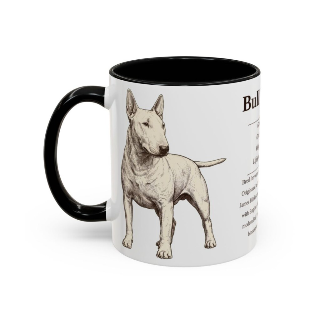 11oz Bull Terrier Mug, Black, left side view