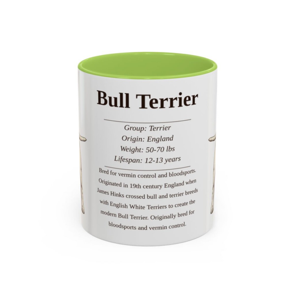 11oz Bull Terrier Mug, Light Green, front view