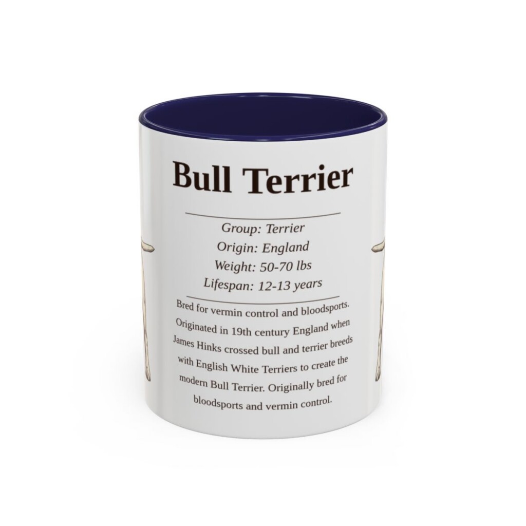 11oz Bull Terrier Mug, Navy, front view