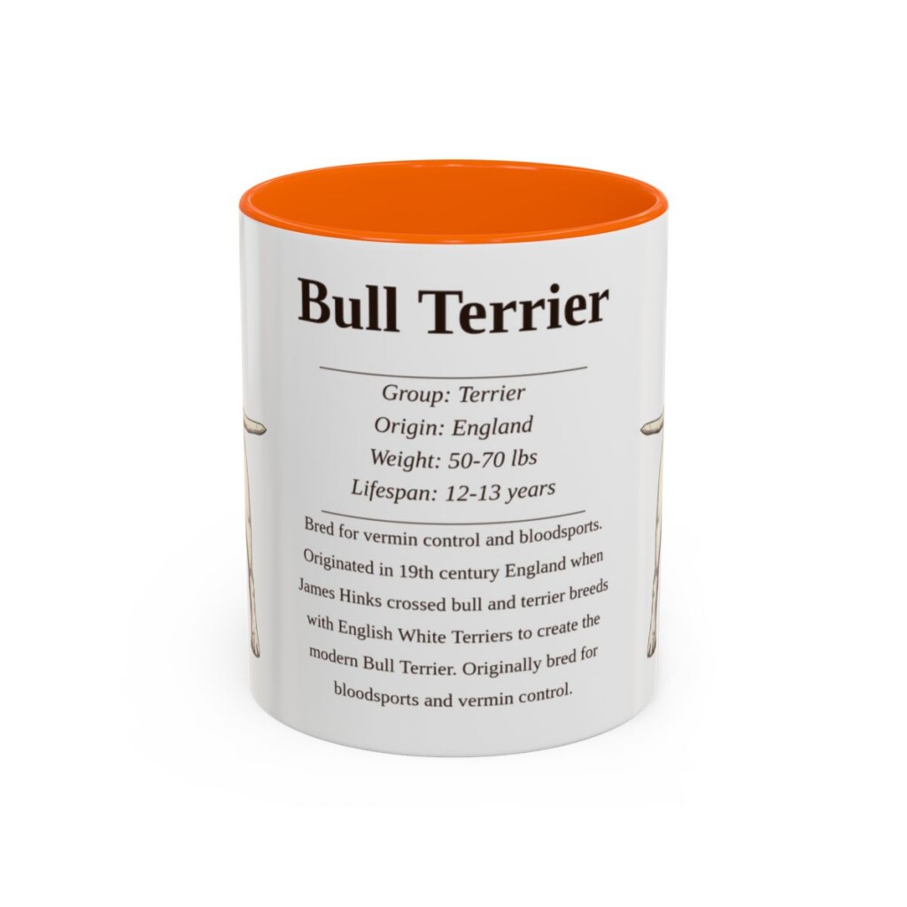 11oz Bull Terrier Mug, Orange, front view