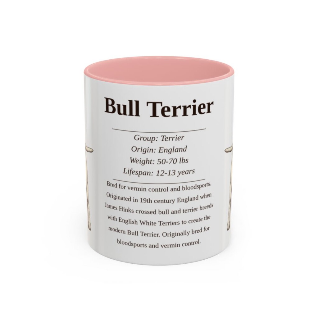11oz Bull Terrier Mug, Pink, front view