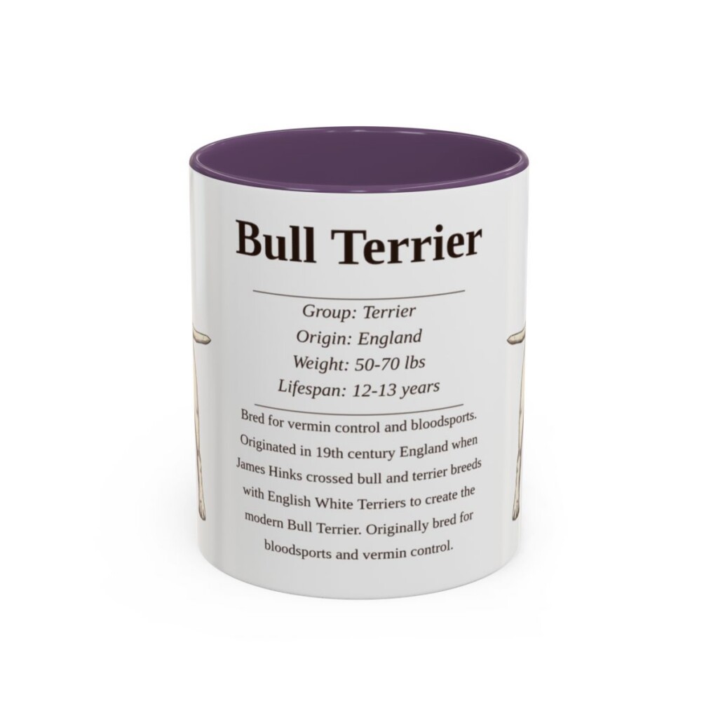 11oz Bull Terrier Mug, Purple, front view