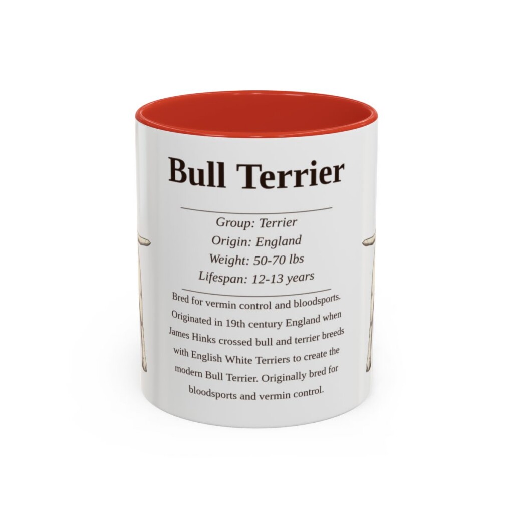 11oz Bull Terrier Mug, Red, front view