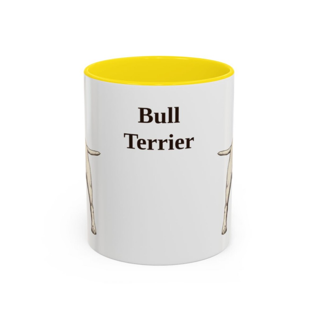 11oz Bull Terrier Mug, Yellow, front view