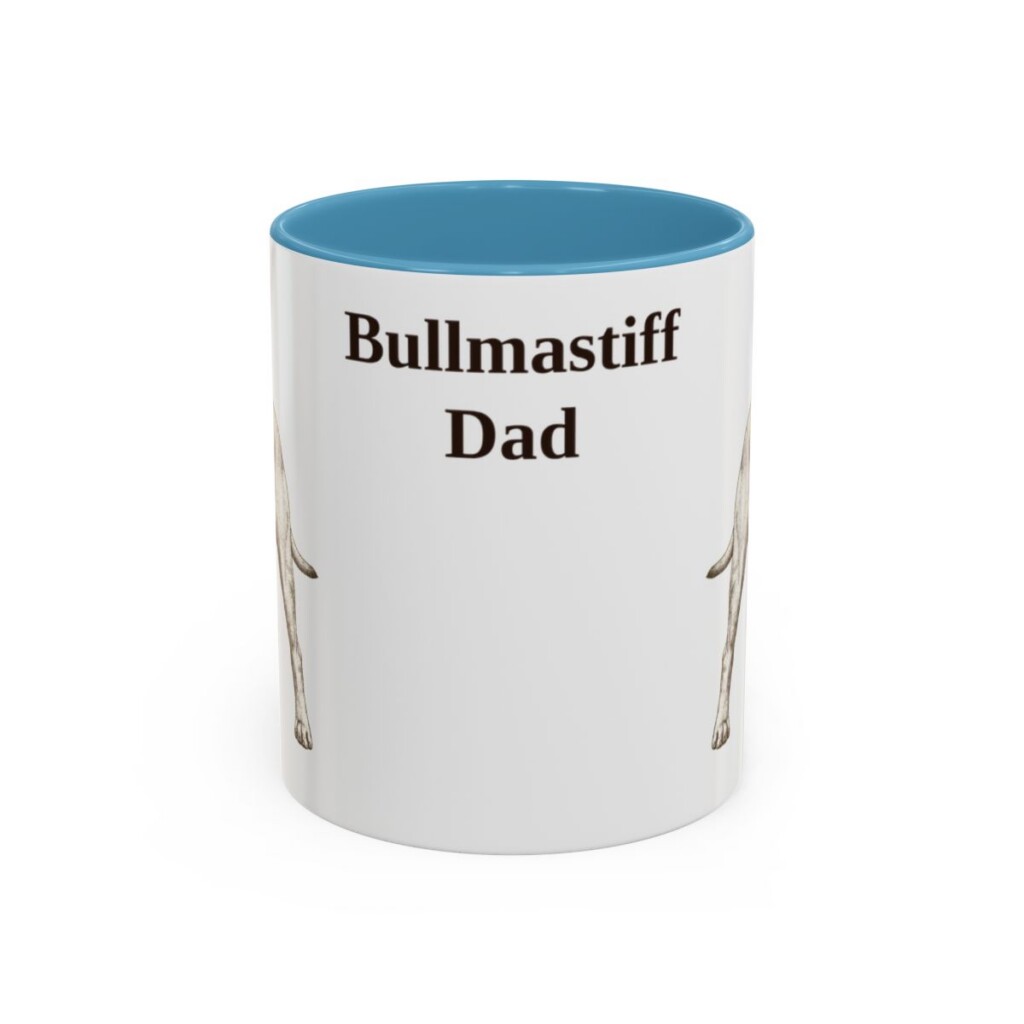 11oz Bullmastiff Dog Dad Mug, Light Blue, front view
