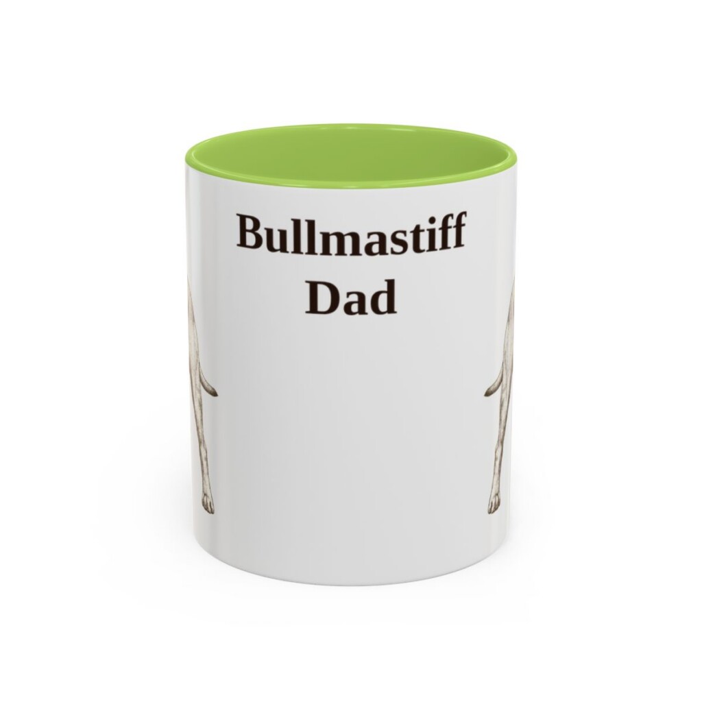 11oz Bullmastiff Dog Dad Mug, Light Green, front view