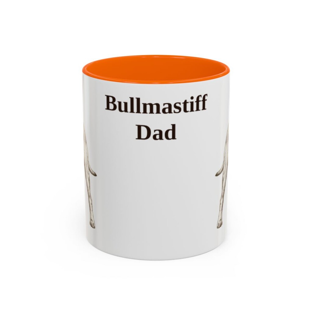 11oz Bullmastiff Dog Dad Mug, Orange, front view