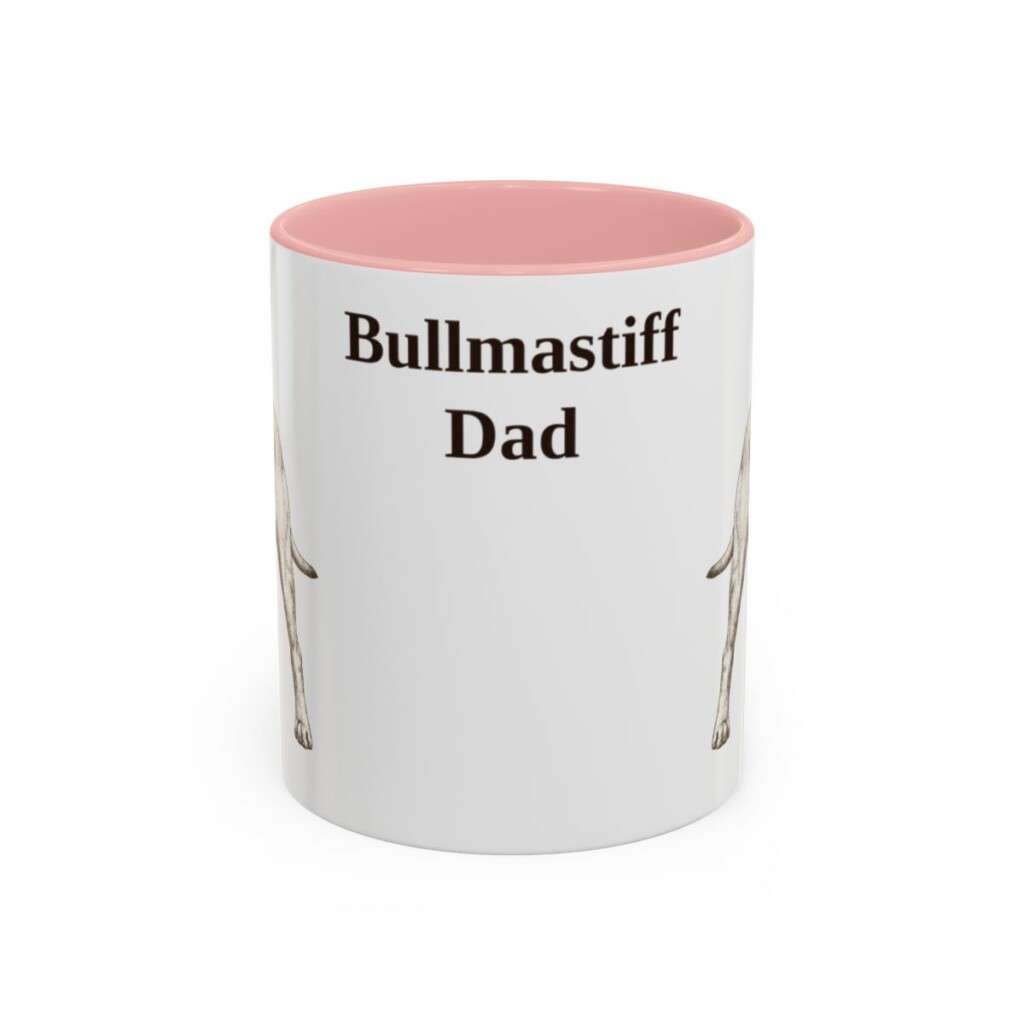 11oz Bullmastiff Dog Dad Mug, Pink, front view
