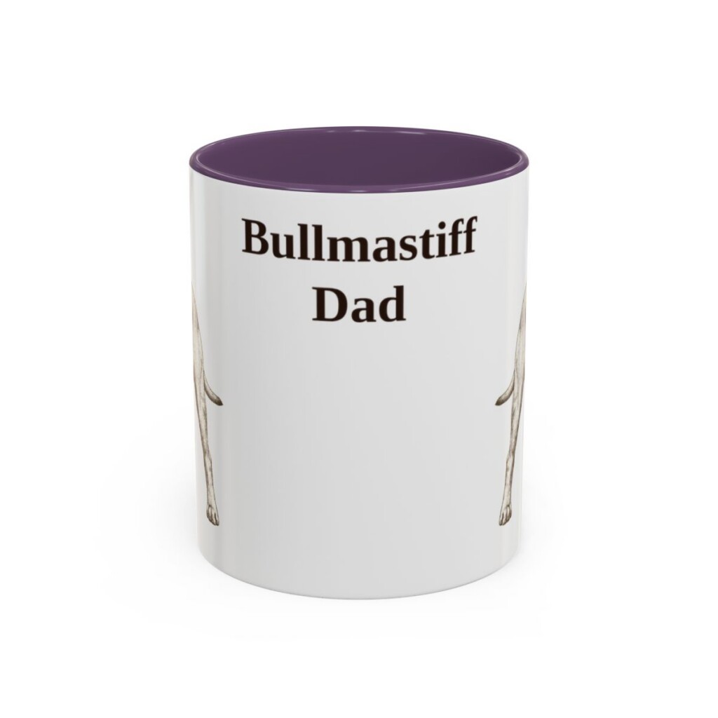 11oz Bullmastiff Dog Dad Mug, Purple, front view