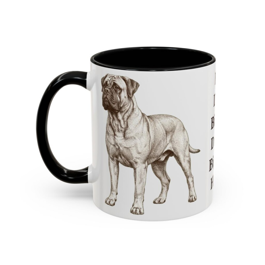 11oz-bullmastiff-mug-humor-black-left-1 11oz Funny Bullmastiff Mug, Black, left side view