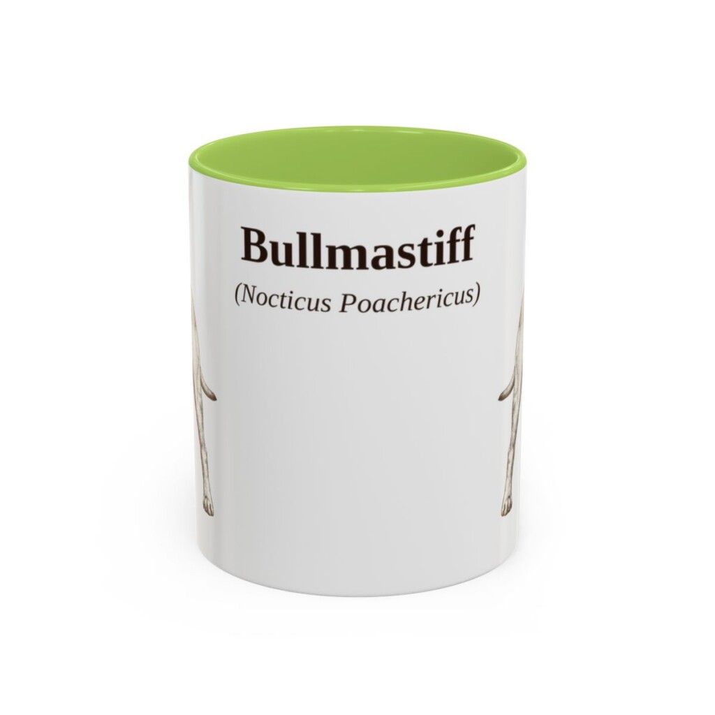 11oz Bullmastiff Latin Mug, Light Green, front view