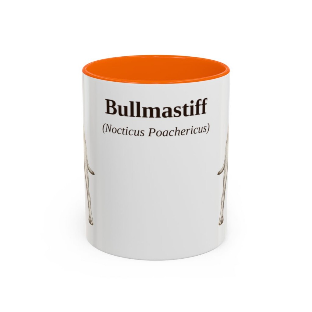 11oz Bullmastiff Latin Mug, Orange, front view