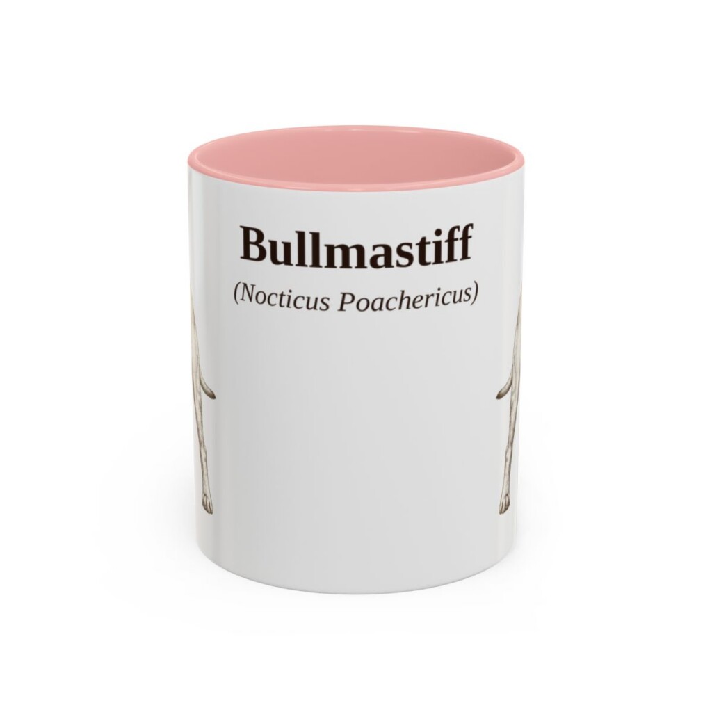 11oz Bullmastiff Latin Mug, Pink, front view