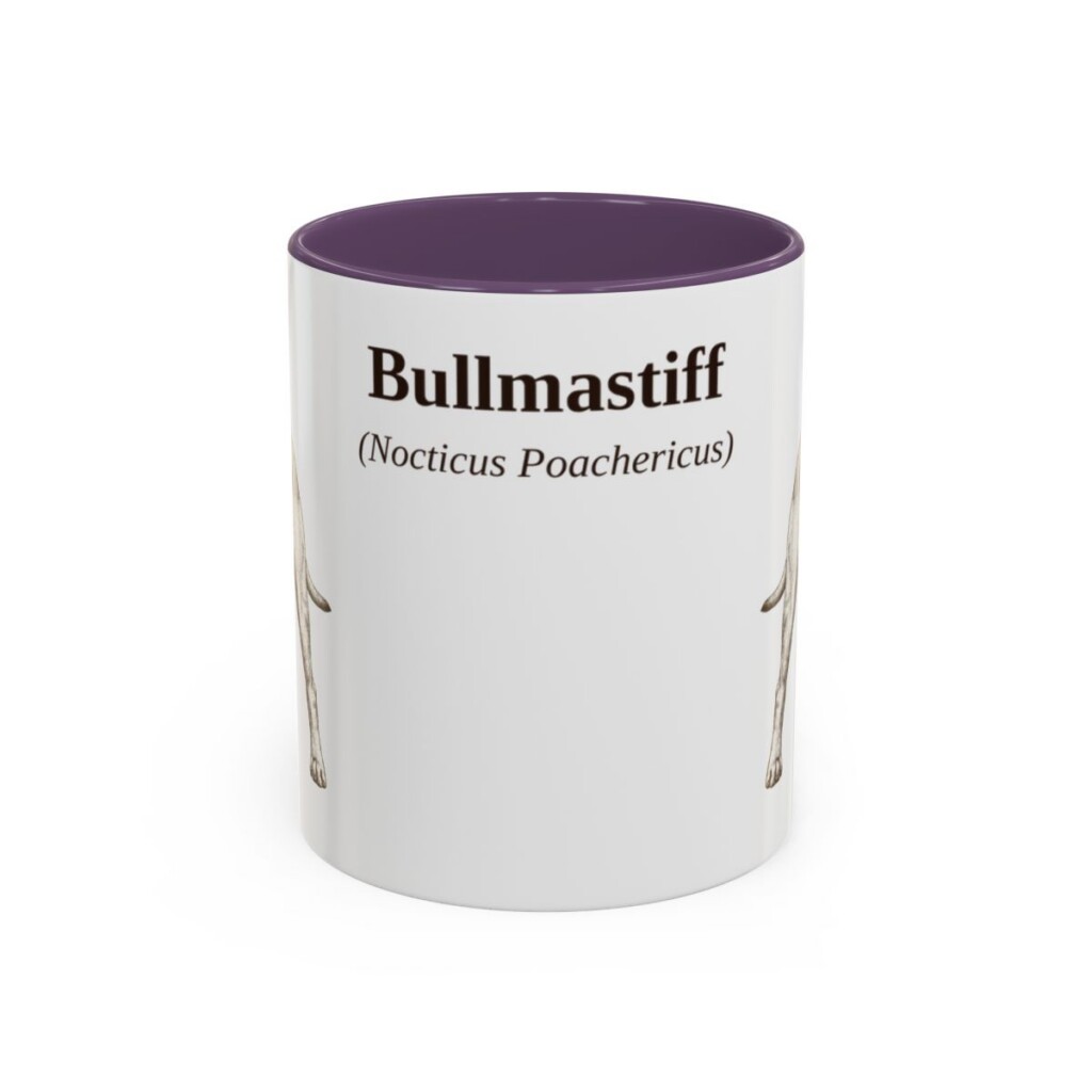 11oz Bullmastiff Latin Mug, Purple, front view