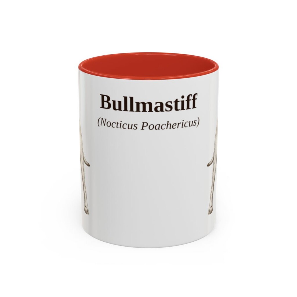 11oz Bullmastiff Latin Mug, Red, front view