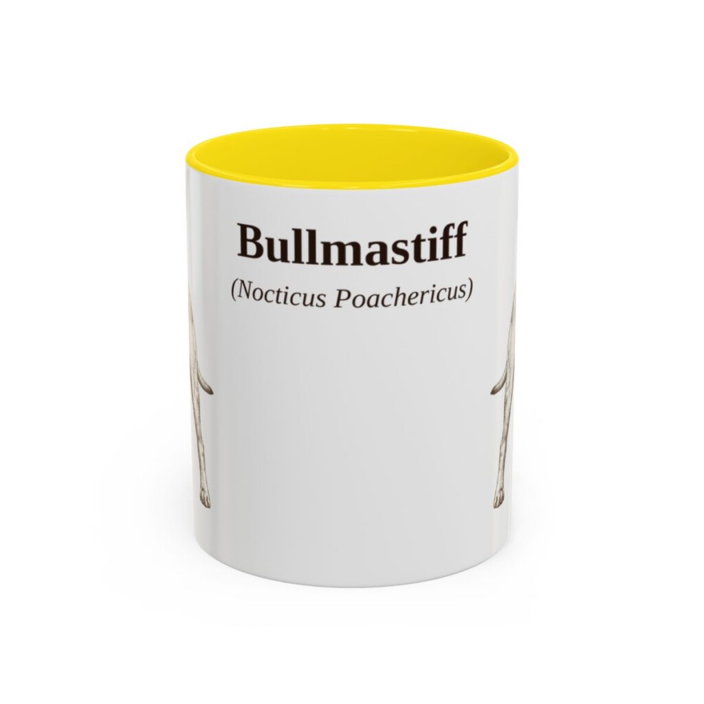 11oz Bullmastiff Latin Mug, Yellow, front view