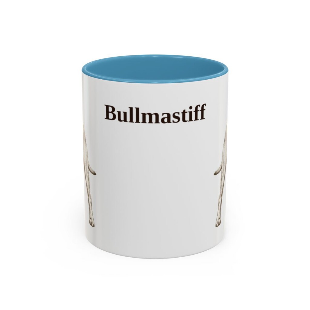 11oz Bullmastiff Mug, Light Blue, front view