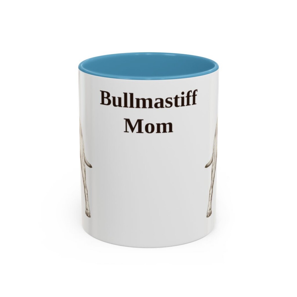 11oz Bullmastiff Dog Mom Mug, Light Blue, front view