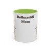 11oz Bullmastiff Dog Mom Mug, Light Green, front view