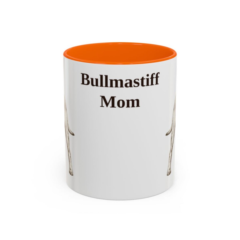 11oz Bullmastiff Dog Mom Mug, Orange, front view