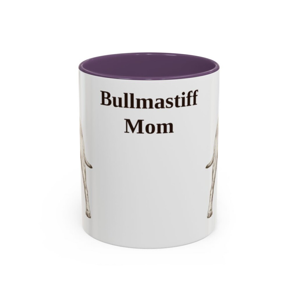 11oz Bullmastiff Dog Mom Mug, Purple, front view