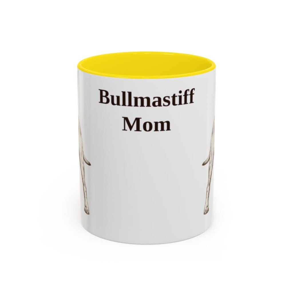 11oz Bullmastiff Dog Mom Mug, Yellow, front view