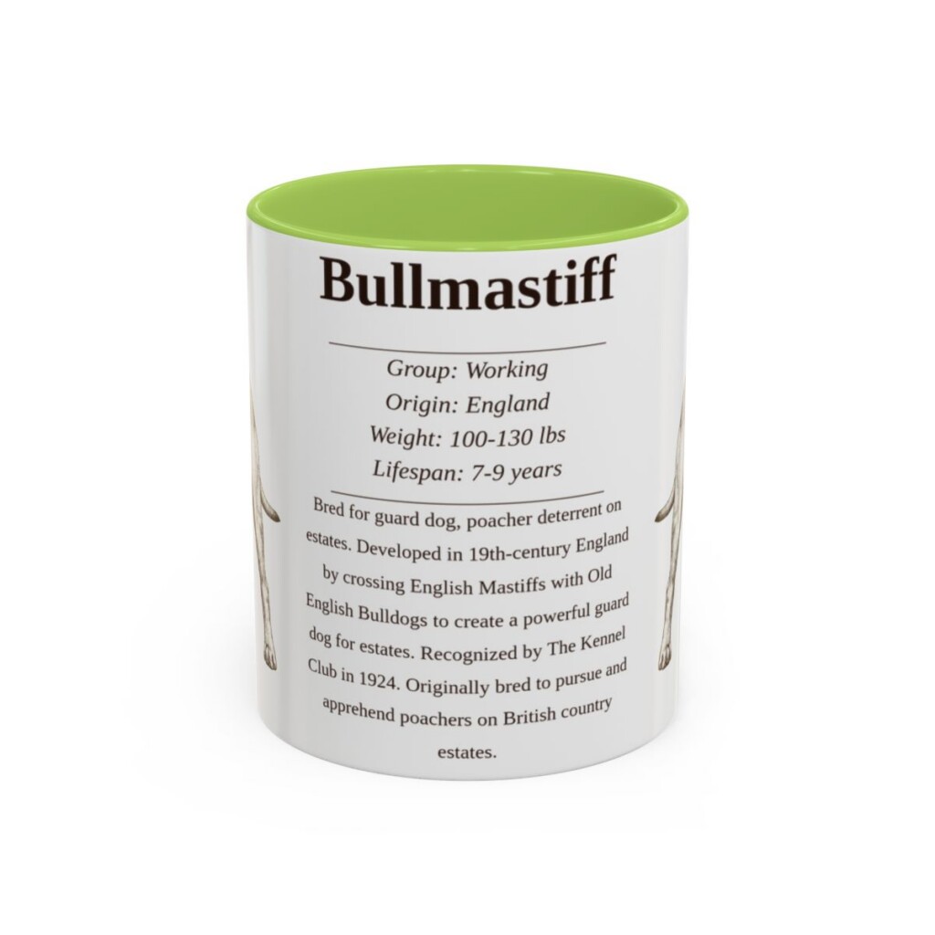11oz Bullmastiff Mug, Light Green, front view