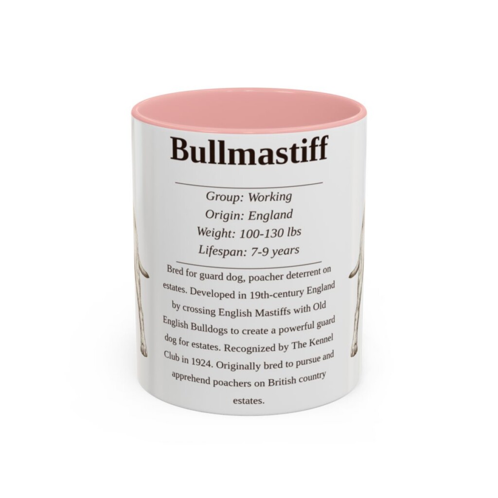 11oz Bullmastiff Mug, Pink, front view