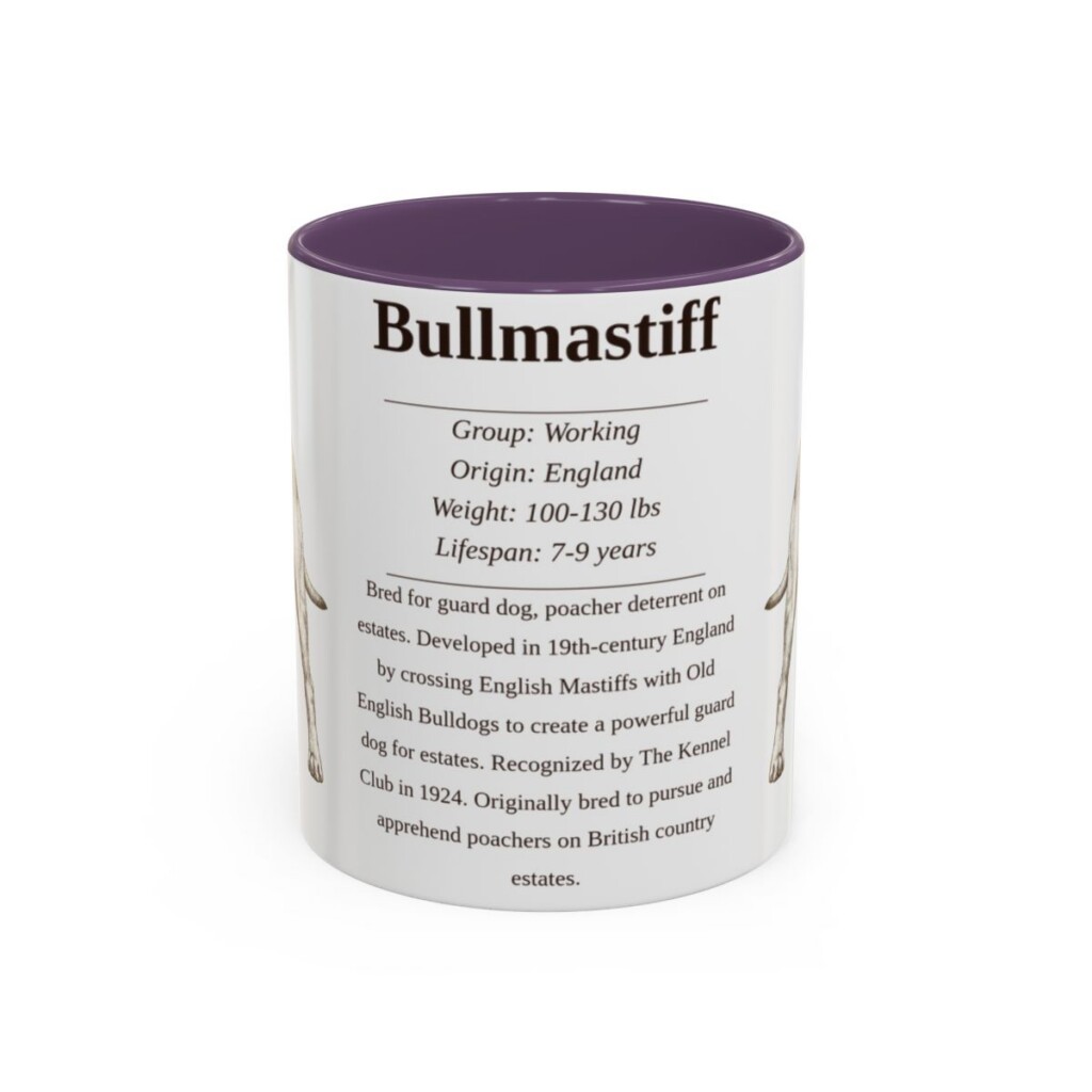 11oz Bullmastiff Mug, Purple, front view