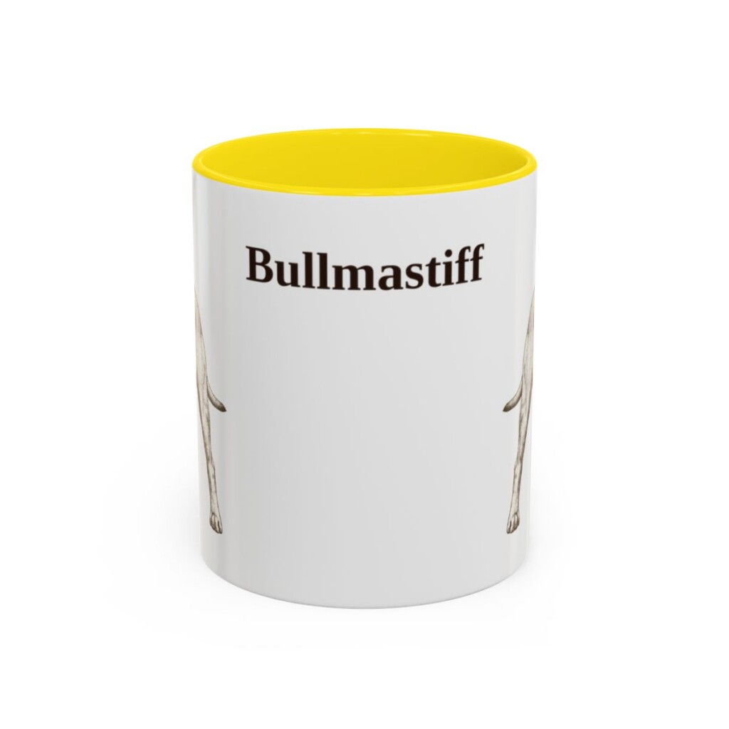 11oz Bullmastiff Mug, Yellow, front view