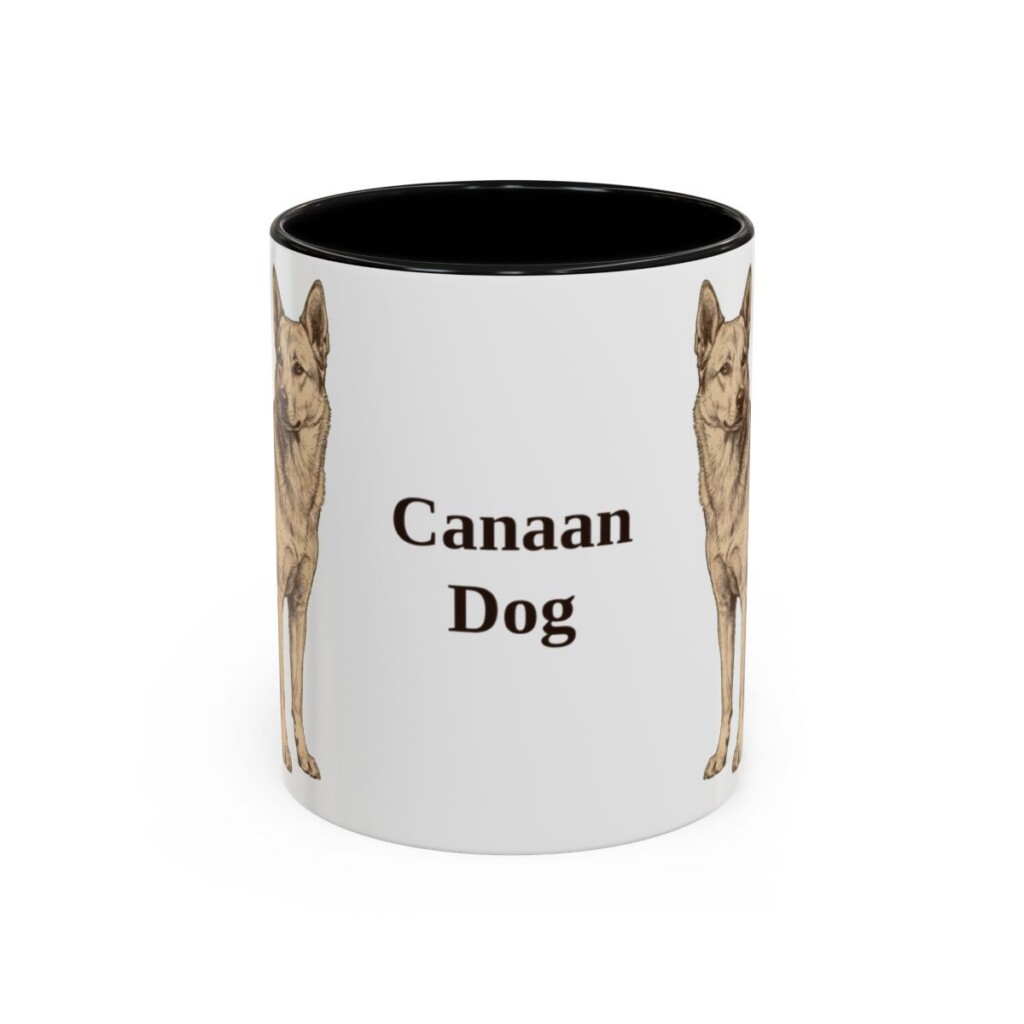 11oz-canaan-dog-mug-black-front 11oz Canaan Dog Mug, Black, front view