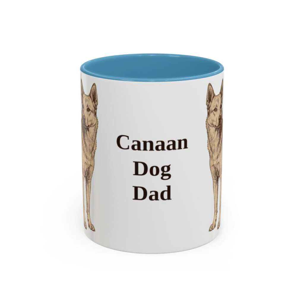 11oz-canaan-dog-mug-dad-light-blue 11oz Canaan Dog Dog Dad Mug, Light Blue, front view