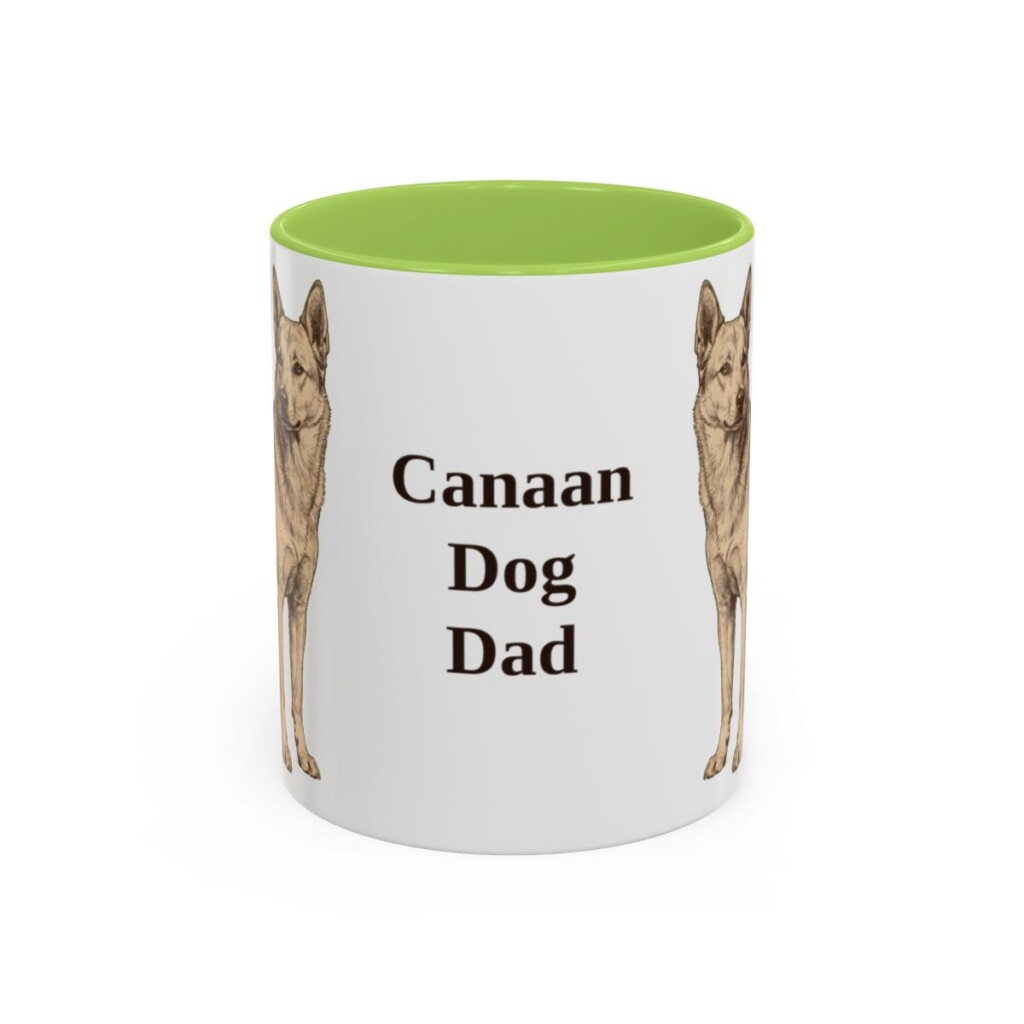 11oz-canaan-dog-mug-dad-light-green 11oz Canaan Dog Dog Dad Mug, Light Green, front view