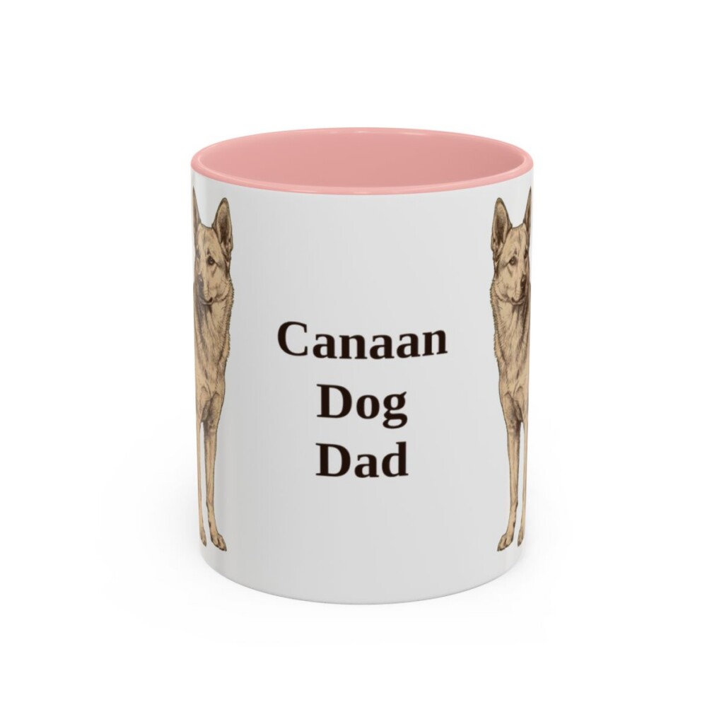 11oz-canaan-dog-mug-dad-pink 11oz Canaan Dog Dog Dad Mug, Pink, front view