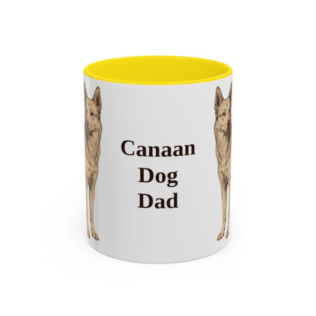 11oz-canaan-dog-mug-dad-yellow 11oz Canaan Dog Dog Dad Mug, Yellow, front view