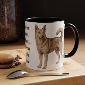 11oz Funny Canaan Dog Mug, Black, lifestyle photo