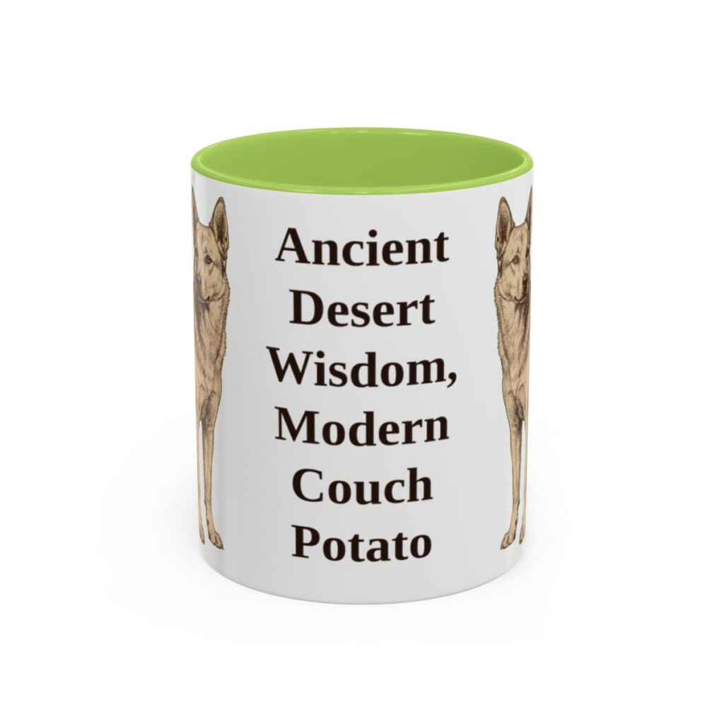 11oz Funny Canaan Dog Mug, Light Green, front view