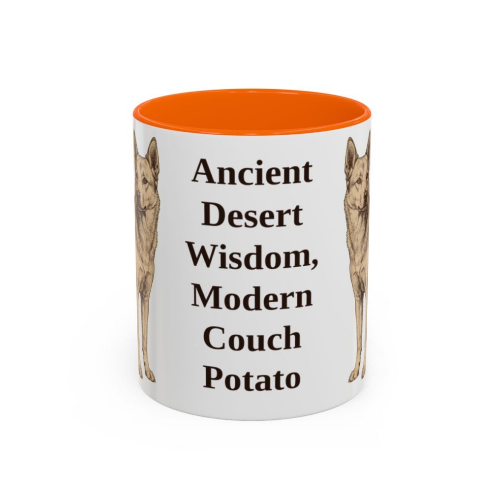 11oz Funny Canaan Dog Mug, Orange, front view