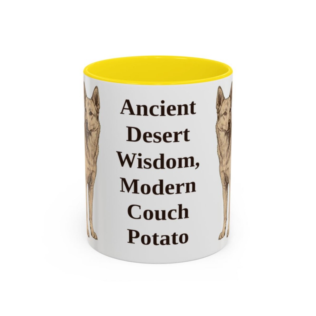 11oz Funny Canaan Dog Mug, Yellow, front view