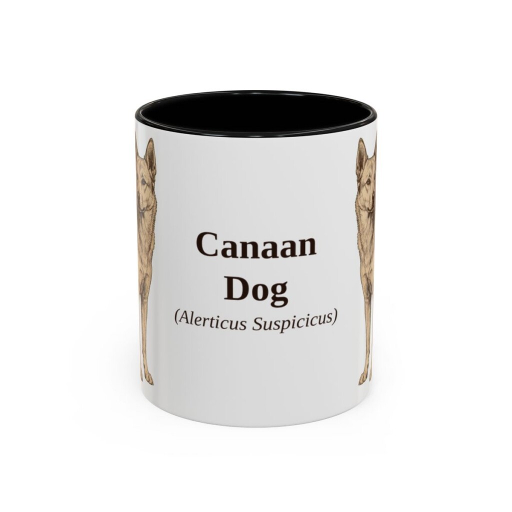 11oz Canaan Dog Latin Mug, Black, front view