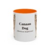11oz Canaan Dog Latin Mug, Orange, front view