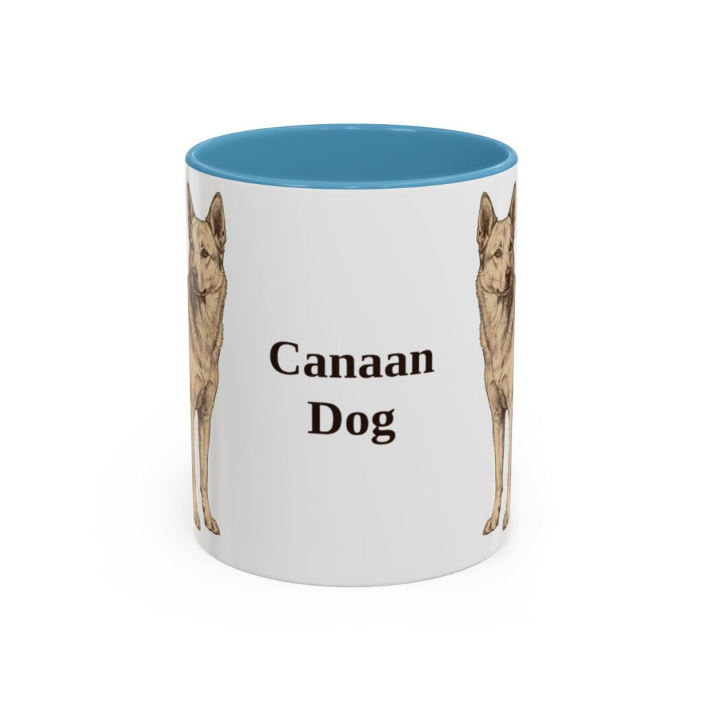 11oz-canaan-dog-mug-light-blue 11oz Canaan Dog Mug, Light Blue, front view