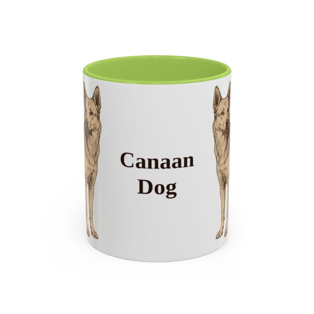 11oz-canaan-dog-mug-light-green 11oz Canaan Dog Mug, Light Green, front view