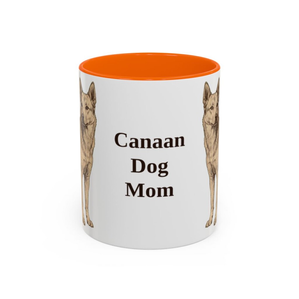 11oz Canaan Dog Dog Mom Mug, Orange, front view