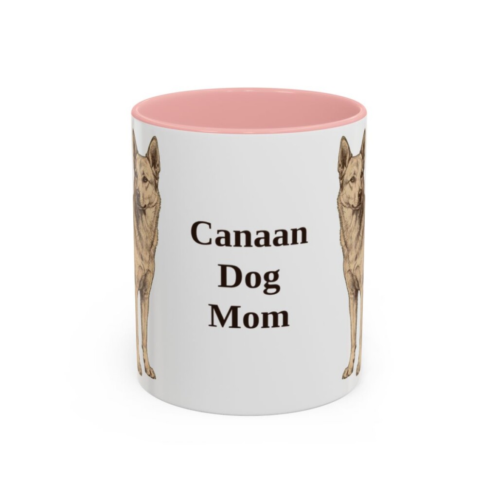 11oz Canaan Dog Dog Mom Mug, Pink, front view