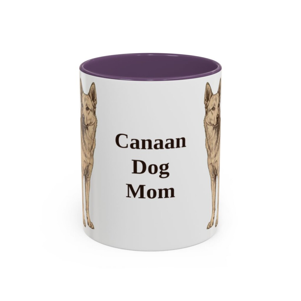 11oz Canaan Dog Dog Mom Mug, Purple, front view